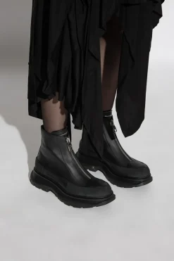 Alexander McQueen BLACK Leather platform boots