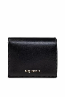 Alexander McQueen BLACK Leather wallet with printed logo