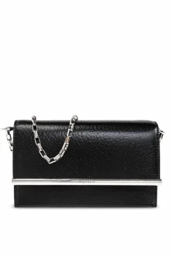 Alexander McQueen BLACK Leather clutch T-Bar Mini