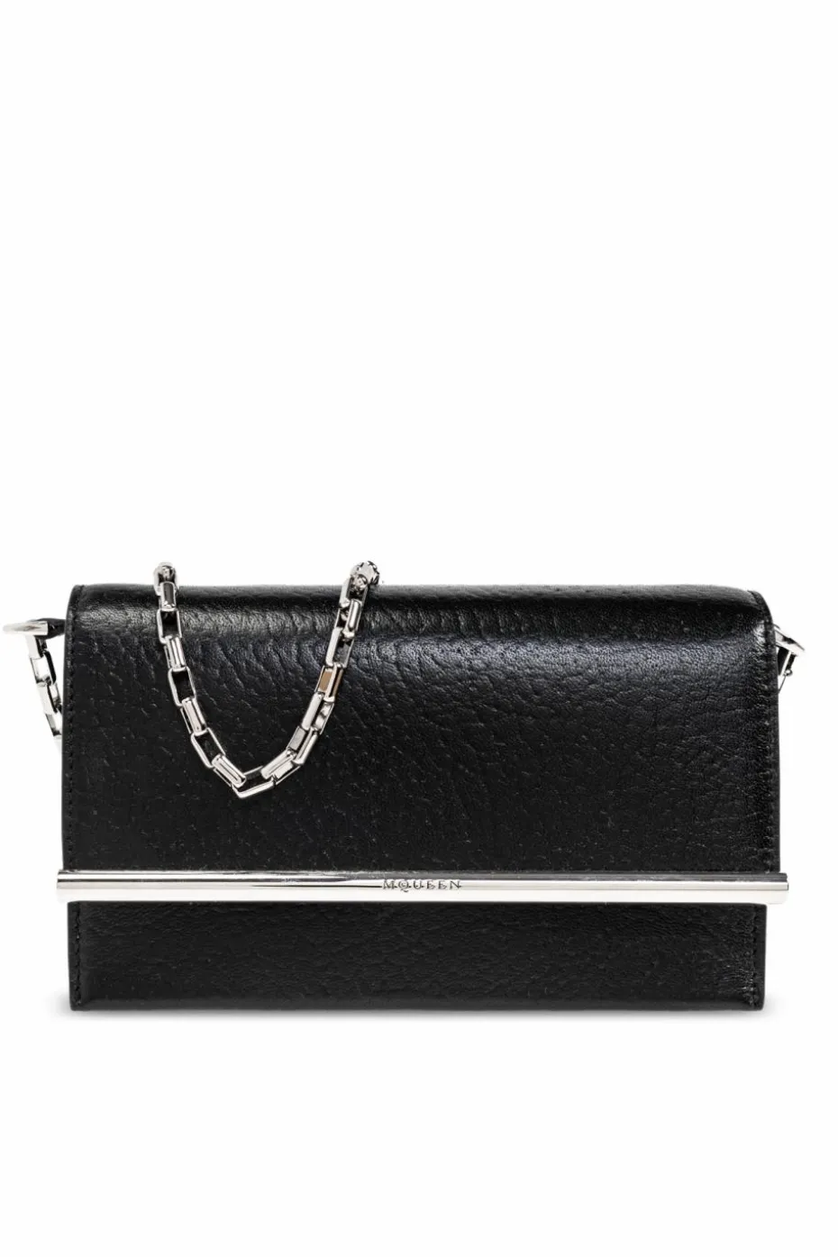 Alexander McQueen BLACK Leather clutch T-Bar Mini