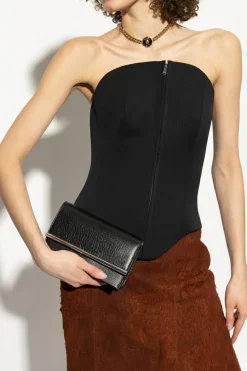Alexander McQueen BLACK Leather clutch T-Bar Mini