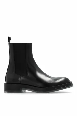Alexander McQueen BLACK Leather Chelsea Boots