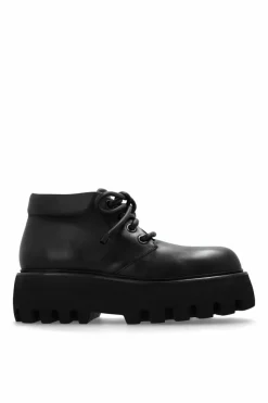 Alexander McQueen BLACK Leather Platform Boots