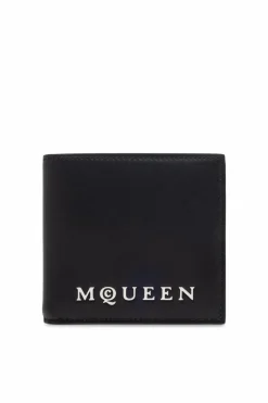 Alexander McQueen BLACK Leather wallet with printed logo