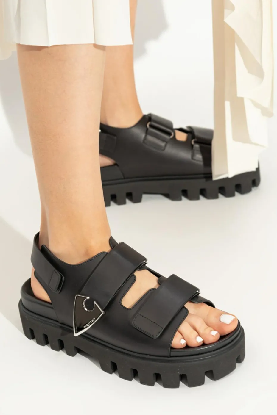 Alexander McQueen BLACK Leather platform sandals