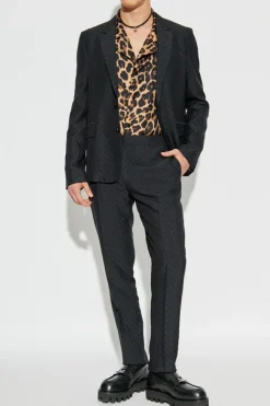 Alexander McQueen BLACK Pants with a distinctive skull motif