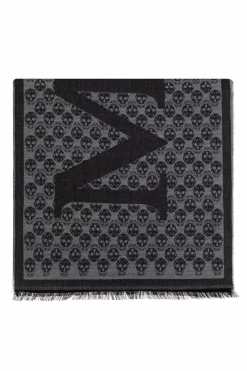 Alexander McQueen BLACK Scarf with a distinctive skull motif