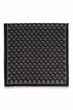 Alexander McQueen BLACK Scarf with a characteristic skull motif
