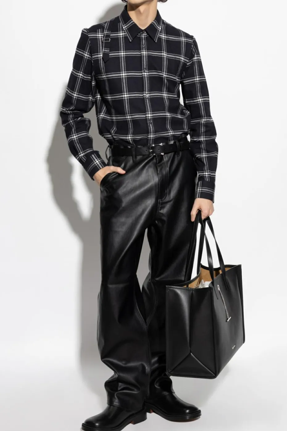 Alexander McQueen BLACK Shirt with check pattern