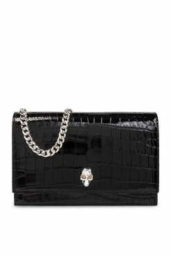 Alexander McQueen BLACK āSmall Skullā leather clutch