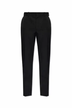 Alexander McQueen BLACK Wool pleat-front trousers