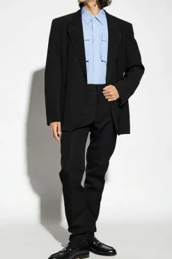 Alexander McQueen BLACK Wool pleat-front trousers