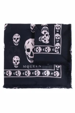 Alexander McQueen BLACK Wool scarf with logo