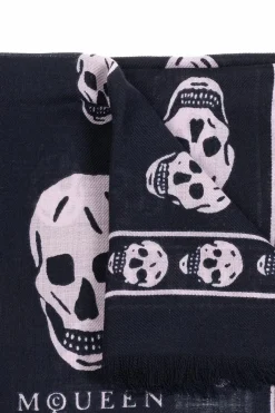 Alexander McQueen BLACK Wool scarf with logo