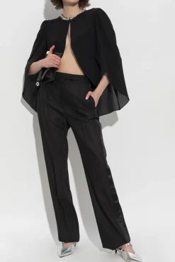 Alexander McQueen BLACK Wool trousers with satin side stripes