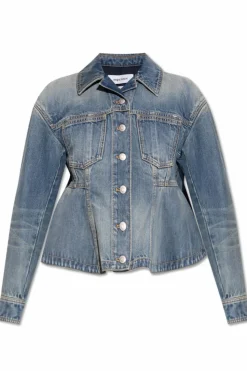 Alexander McQueen BLUE Denim jacket with peplum
