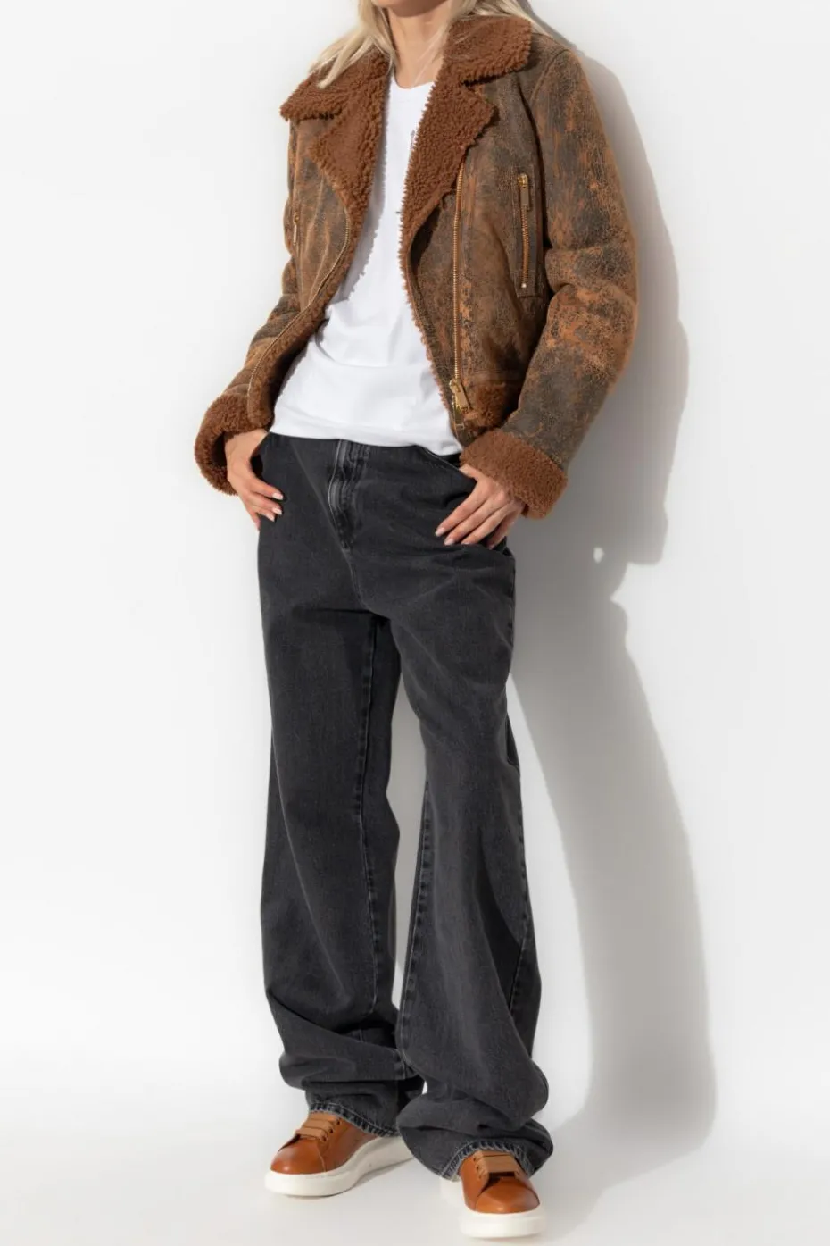 Alexander McQueen BROWN Jacket with fur trim