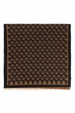 Alexander McQueen BROWN Scarf with a characteristic skull motif