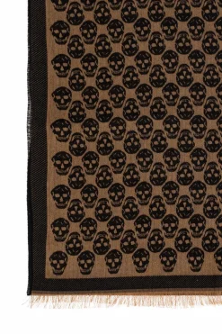 Alexander McQueen BROWN Scarf with a characteristic skull motif