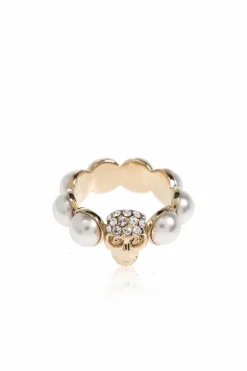 Alexander McQueen GOLD Ring with shimmering crystals