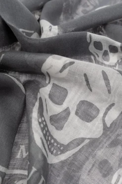 Alexander McQueen GREY Skull motif scarf