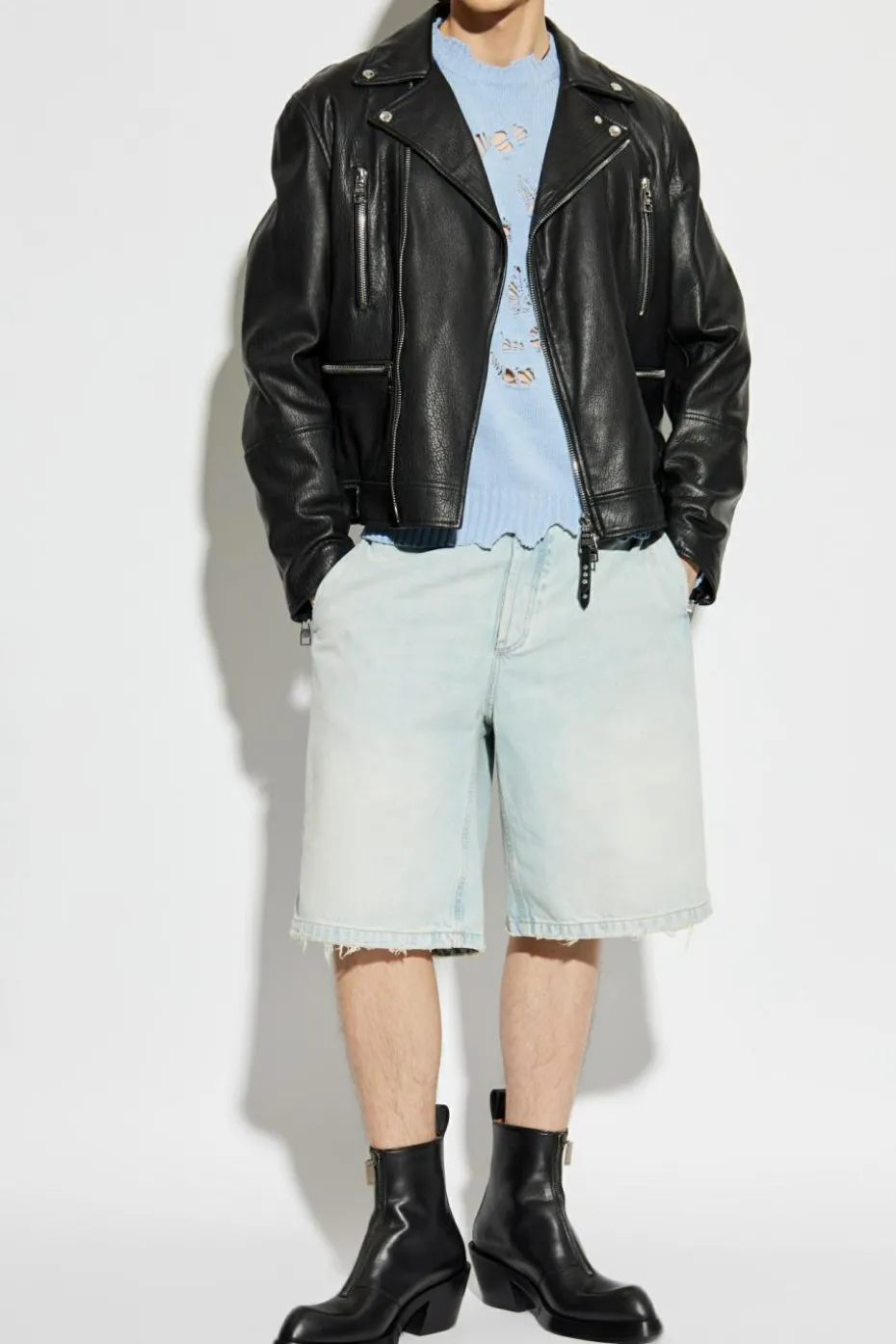 Alexander McQueen light blue Cotton sweater