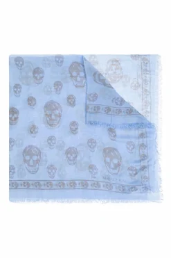 Alexander McQueen light blue Scarf with a distinctive skull motif