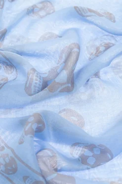Alexander McQueen light blue Scarf with a distinctive skull motif