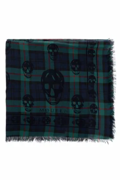 Alexander McQueen NAVY BLUE Scarf with a distinctive skull motif