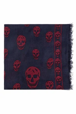 Alexander McQueen NAVY BLUE Scarf with silk finish