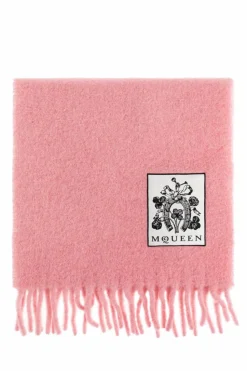 Alexander McQueen PINK Wool scarf with fringes