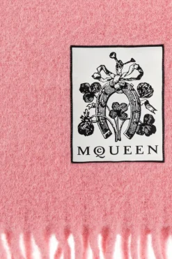 Alexander McQueen PINK Wool scarf with fringes