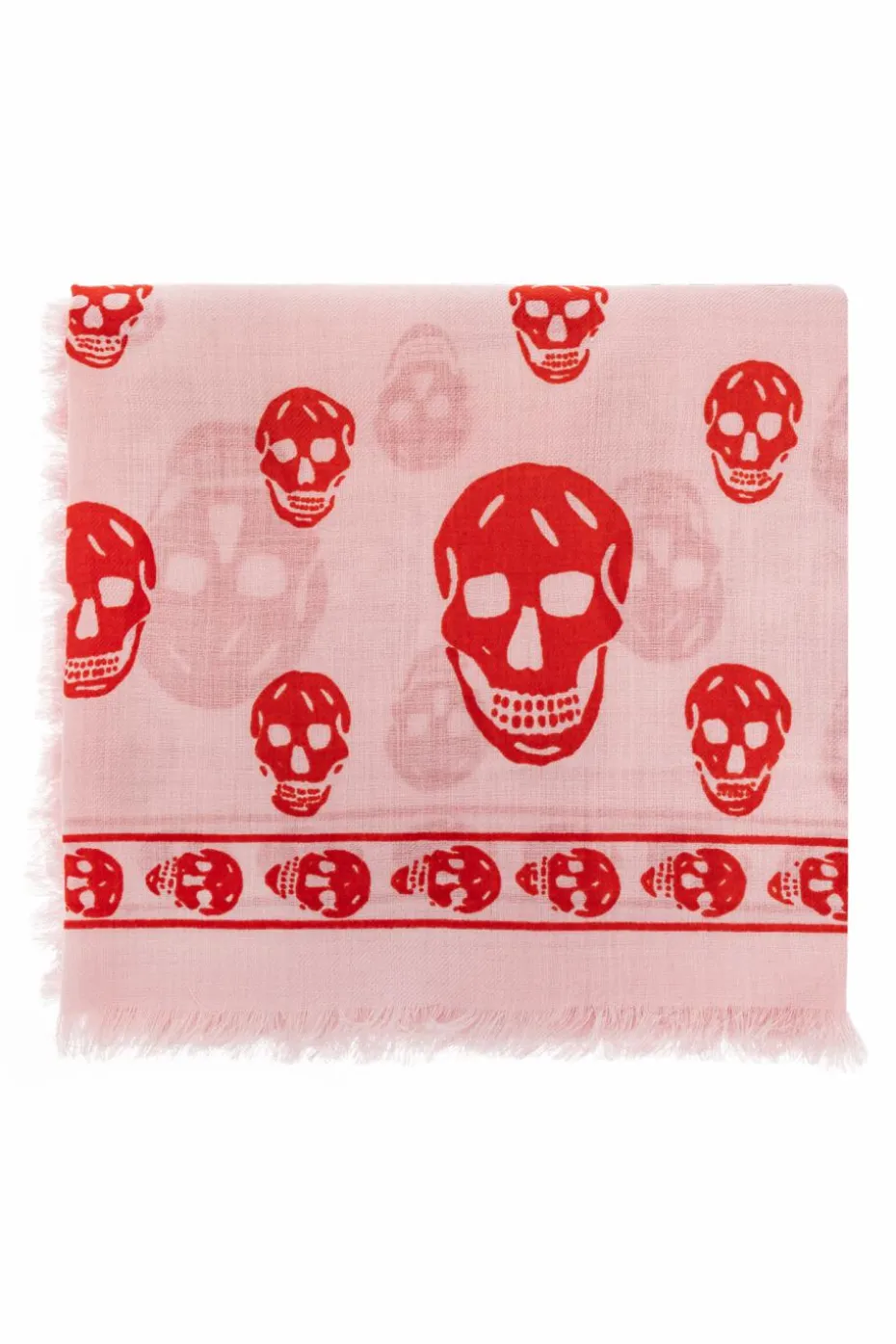 Alexander McQueen PINK Wool scarf with a distinctive skull motif