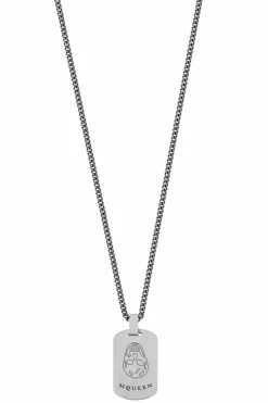 Alexander McQueen SILVER Necklace with a pendant engraved with a logo