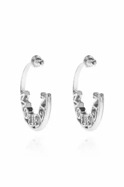 Alexander McQueen SILVER Earrings with a logo encrusted with sparkling crystals