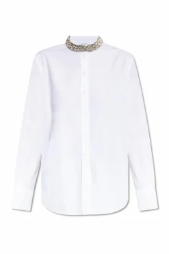Alexander McQueen WHITE Shirt with shimmering crystals at the neckline