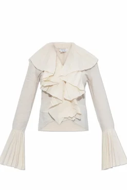 Alexander McQueen WHITE Top with pleated ruffles