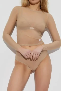 Alexander Wang beige Lingerie top with long sleeves