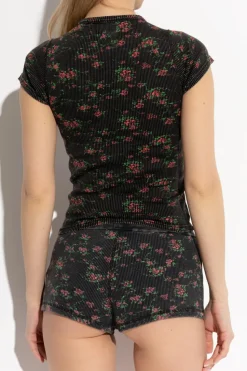 Alexander Wang BLACK Brief shorts with floral motif