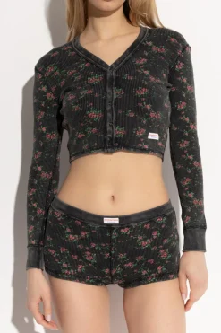 Alexander Wang BLACK Lingerie T-shirt with floral motif