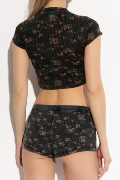 Alexander Wang BLACK Lingerie T-shirt with floral motif