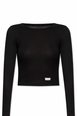 Alexander Wang BLACK Ribbed top with logo