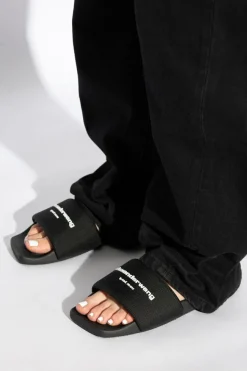 Alexander Wang BLACK Slides with logo