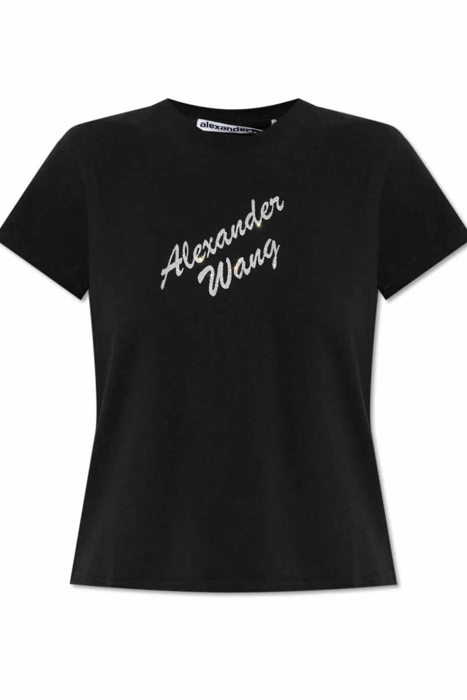 Alexander Wang BLACK T-shirt with a logo finished with shiny appliqués