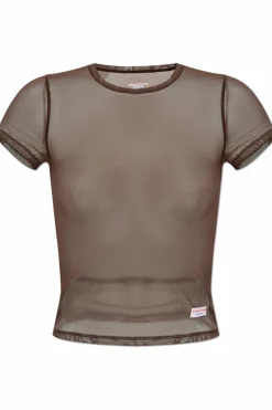 Alexander Wang BROWN Transparent lingerie T-shirt