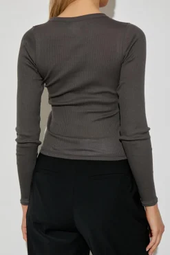 Alexander Wang GREY Long-sleeve lingerie top