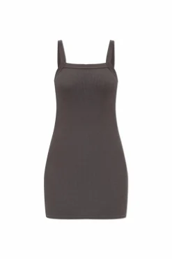 Alexander Wang GREY Ribbed slip dress with spaghetti straps