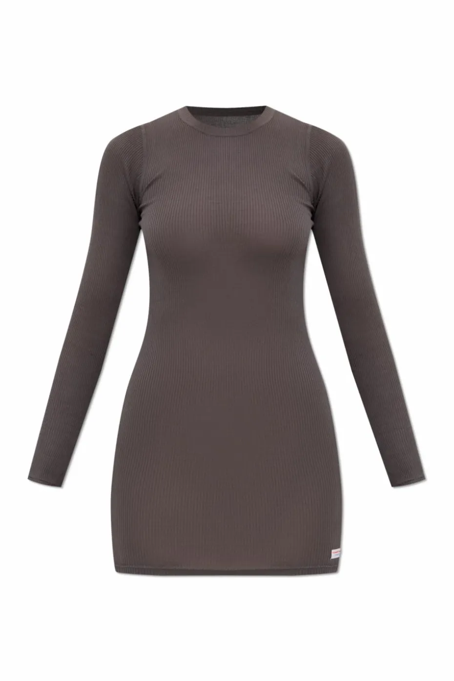 Alexander Wang GREY Ribbed lingerie dress with long sleeves
