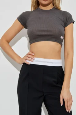Alexander Wang GREY Short-sleeved lingerie top