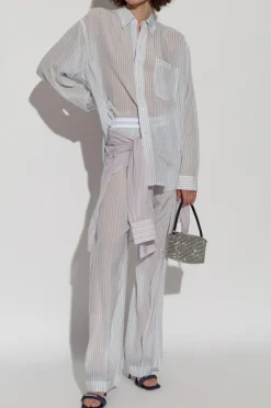 Alexander Wang light blue Striped Silk Shirt